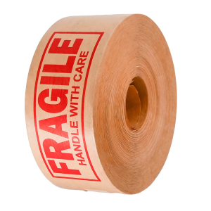 "Fragile" Printed Red - Reinforced Kraft Gum Tape