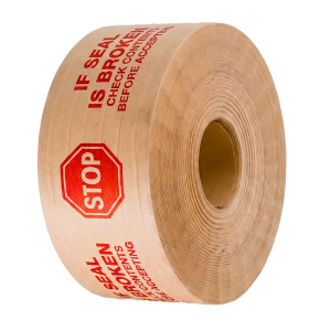 "Stop" Printed Red - Reinforced Kraft Gum Tape - 260 Grade